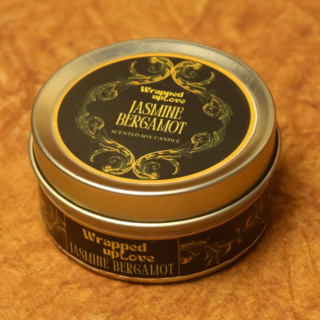 Jasmine Bergamot Scented Soy Tin Candle – Vintage Indian Collection