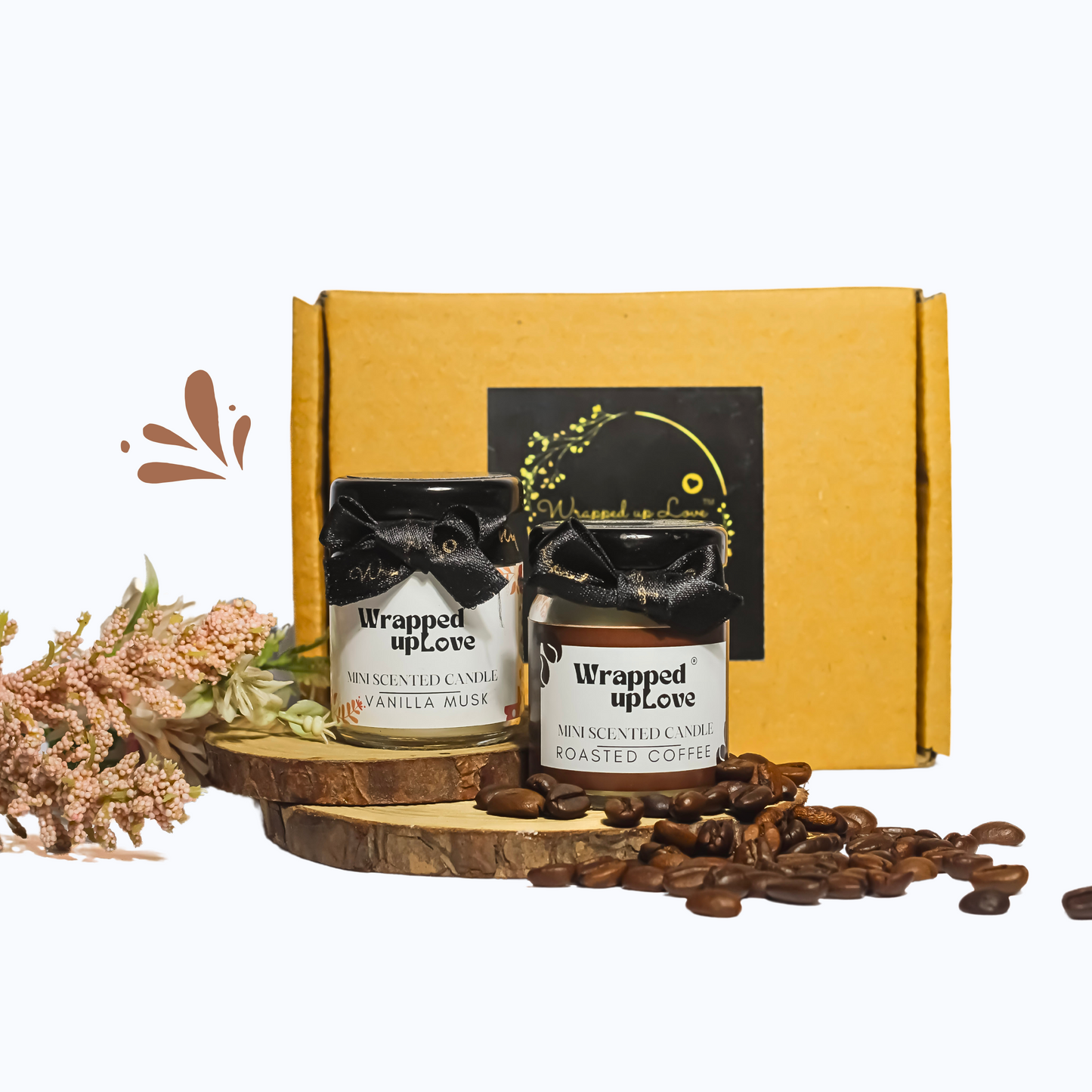 Mini Scented Candles pack of 2 - Roasted Coffee and Vanilla Musk
