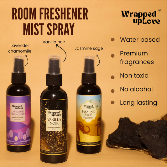 Room Freshener Spray Pack of 3 | Lavender Chamomile, Jasmine Sage, Vanilla Noir