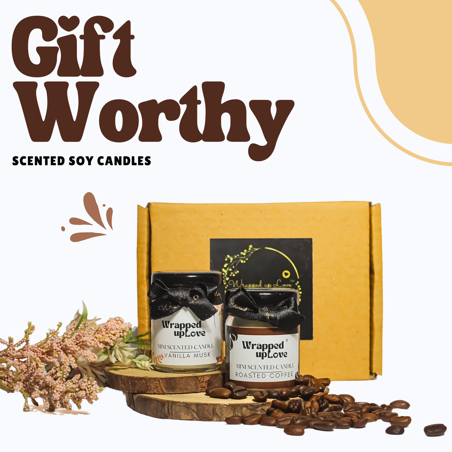 Mini Scented Candles pack of 2 - Roasted Coffee and Vanilla Musk