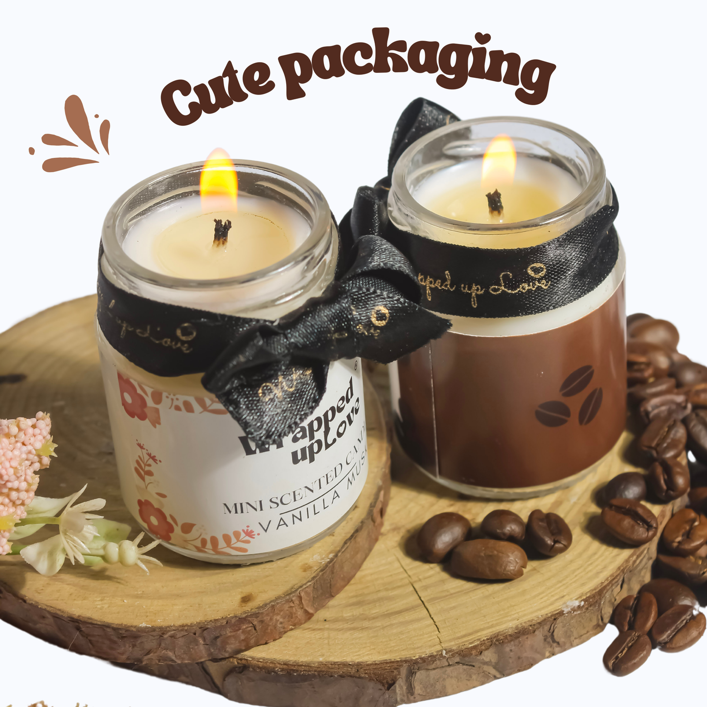 Mini Scented Candles pack of 2 - Roasted Coffee and Vanilla Musk