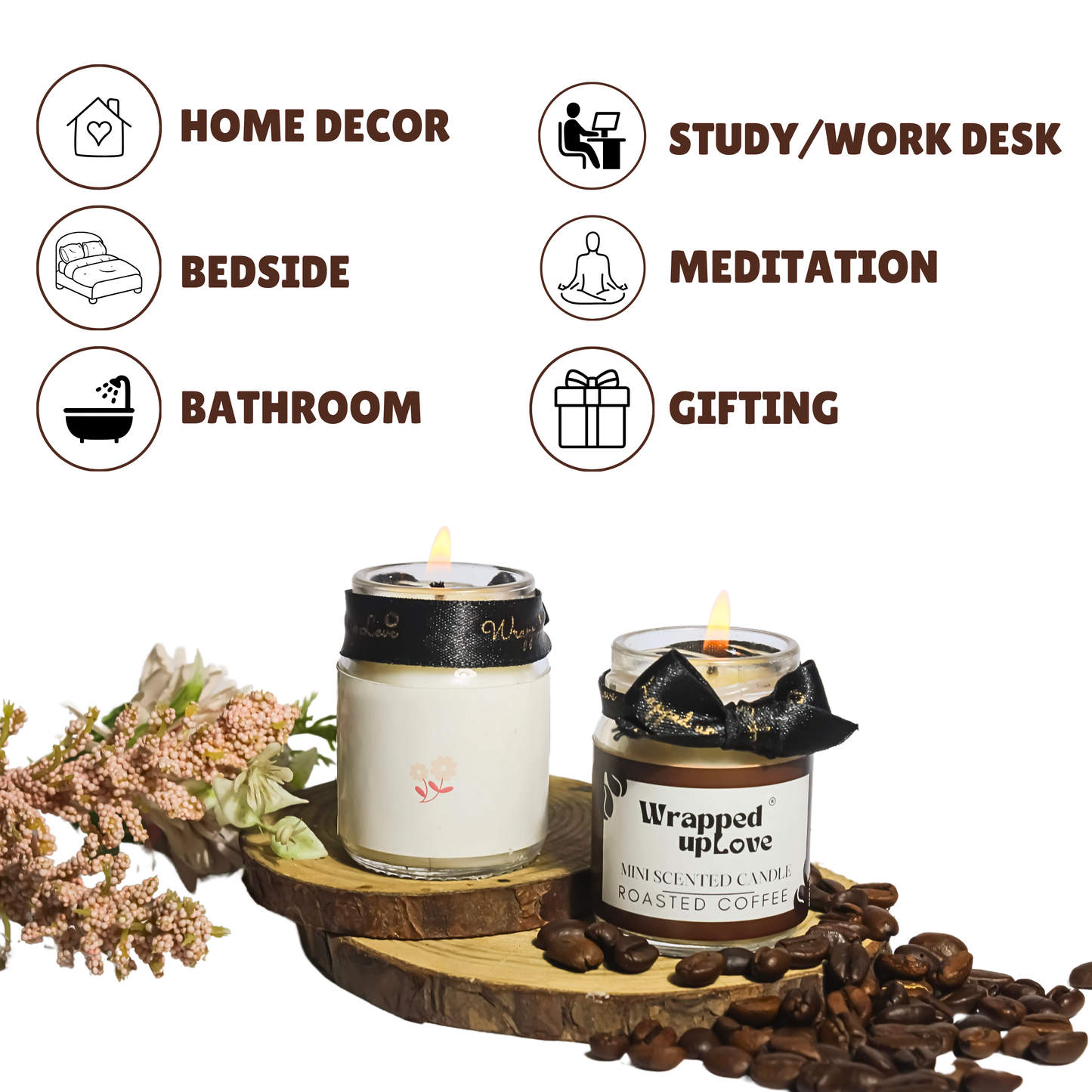 Mini Scented Candles pack of 2 - Roasted Coffee and Vanilla Musk