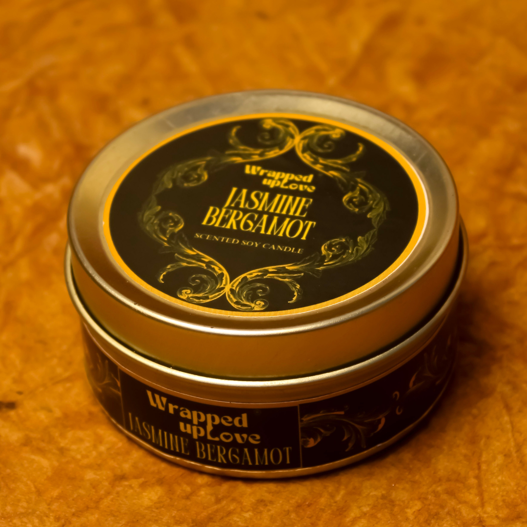 Jasmine Bergamot Scented Soy Tin Candle – Vintage Indian Collection