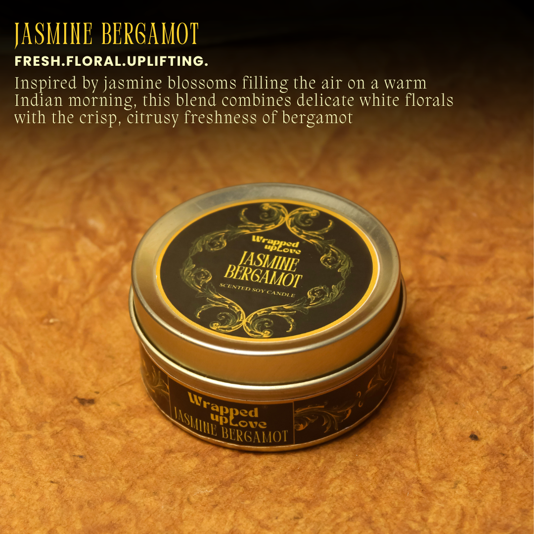 Jasmine Bergamot Scented Soy Tin Candle – Vintage Indian Collection