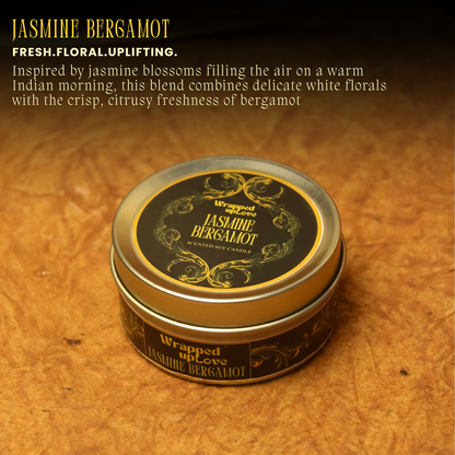 Jasmine Bergamot Scented Soy Tin Candle – Vintage Indian Collection
