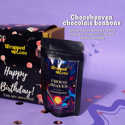 Happy Birthday gift box (1 chocoheaven chocolate bonbon/ 1 scented candle)