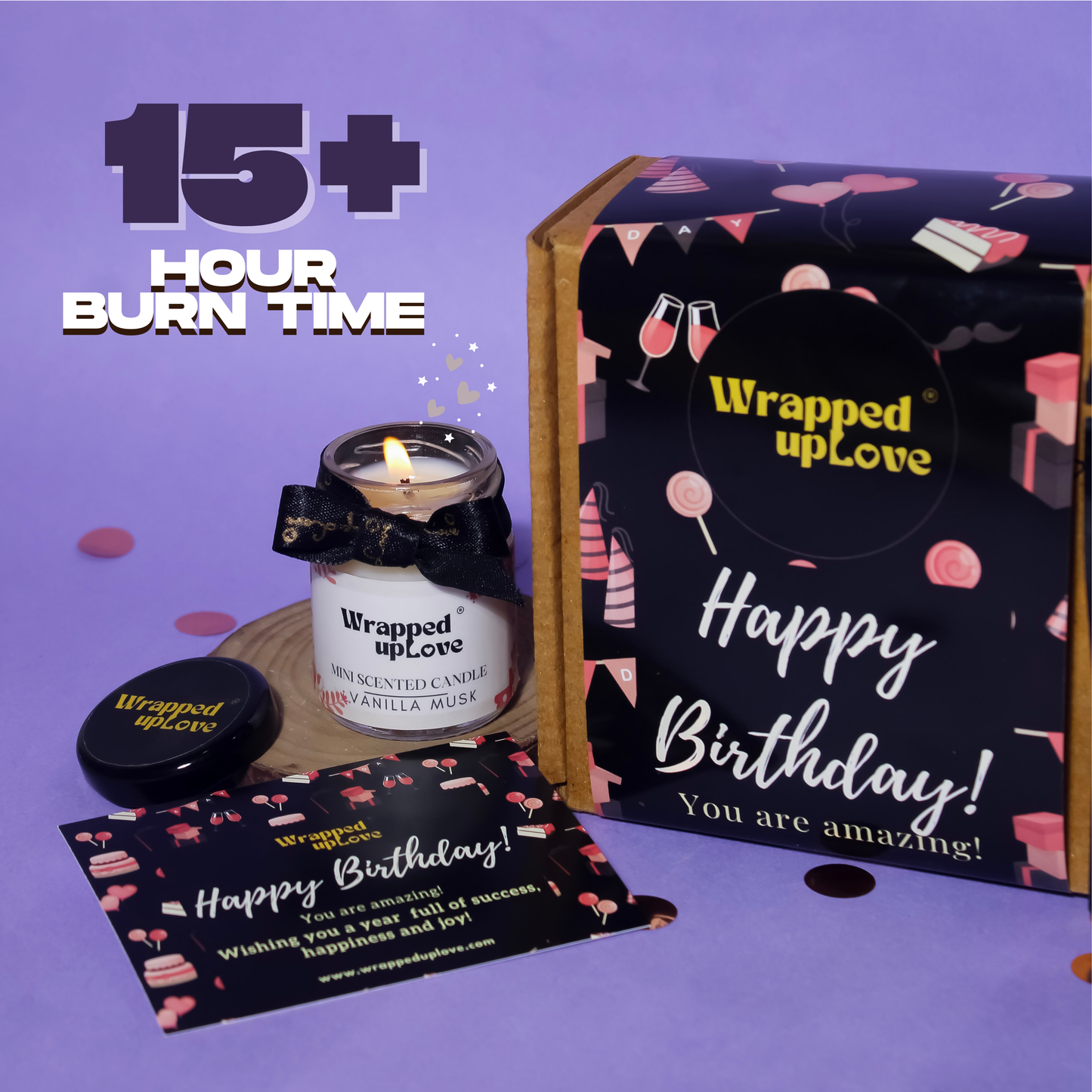 Happy Birthday gift box (1 chocoheaven chocolate bonbon/ 1 scented candle)