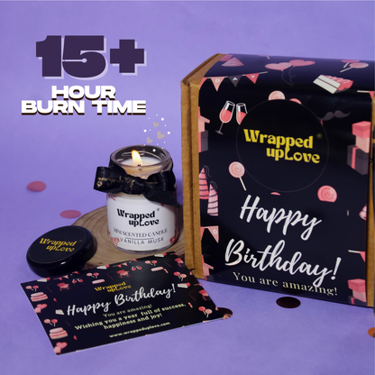 Happy Birthday gift box (1 chocoheaven chocolate bonbon/ 1 scented candle)