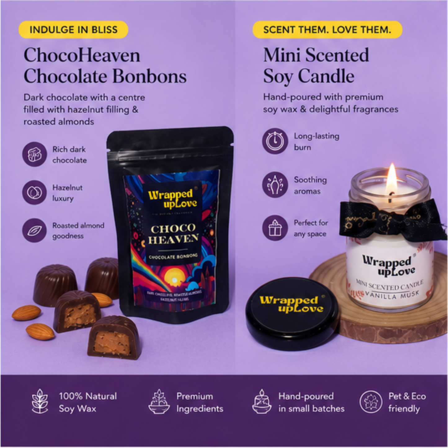 Happy Birthday gift box (1 chocoheaven chocolate bonbon/ 1 scented candle)