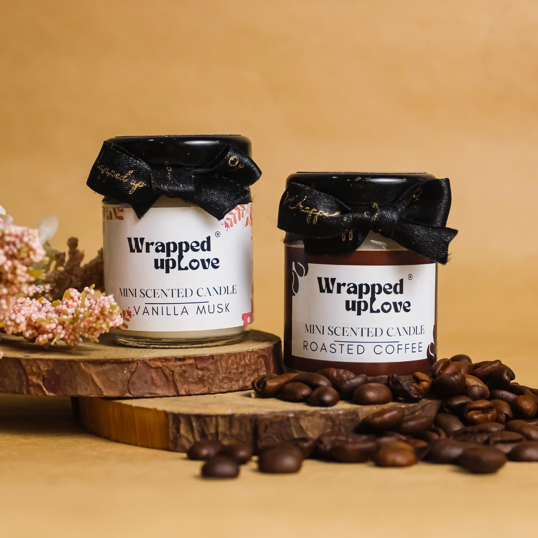 Mini Scented Candles pack of 2 - Roasted Coffee and Vanilla Musk