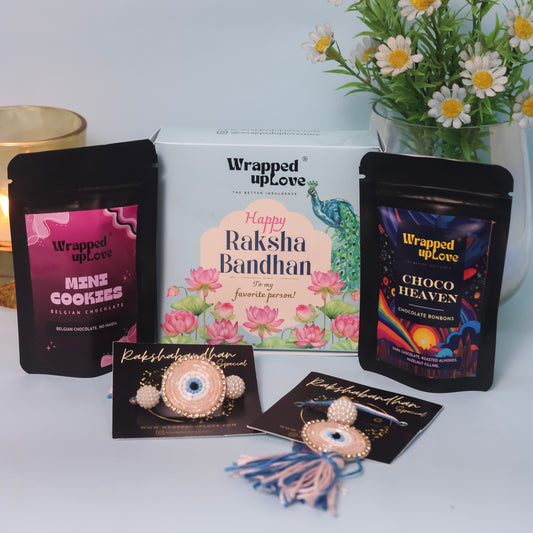 Rakhi blue hamper with Bhaiya Bhabhi Rakhi