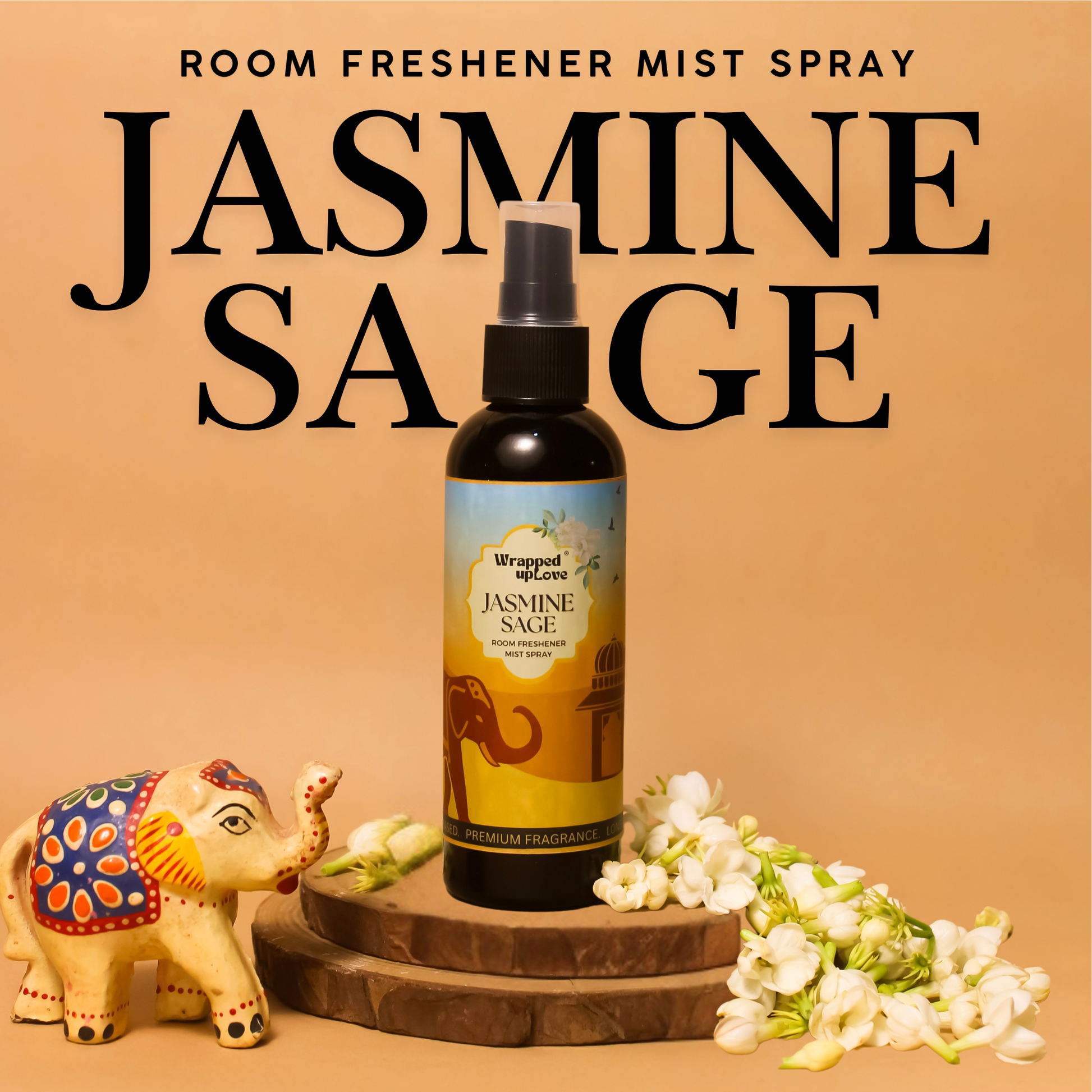 air freshener mist spray with jasmine and sage fragrance